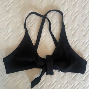 Solid & Striped Bikini Top (racerback with front tie) M Black